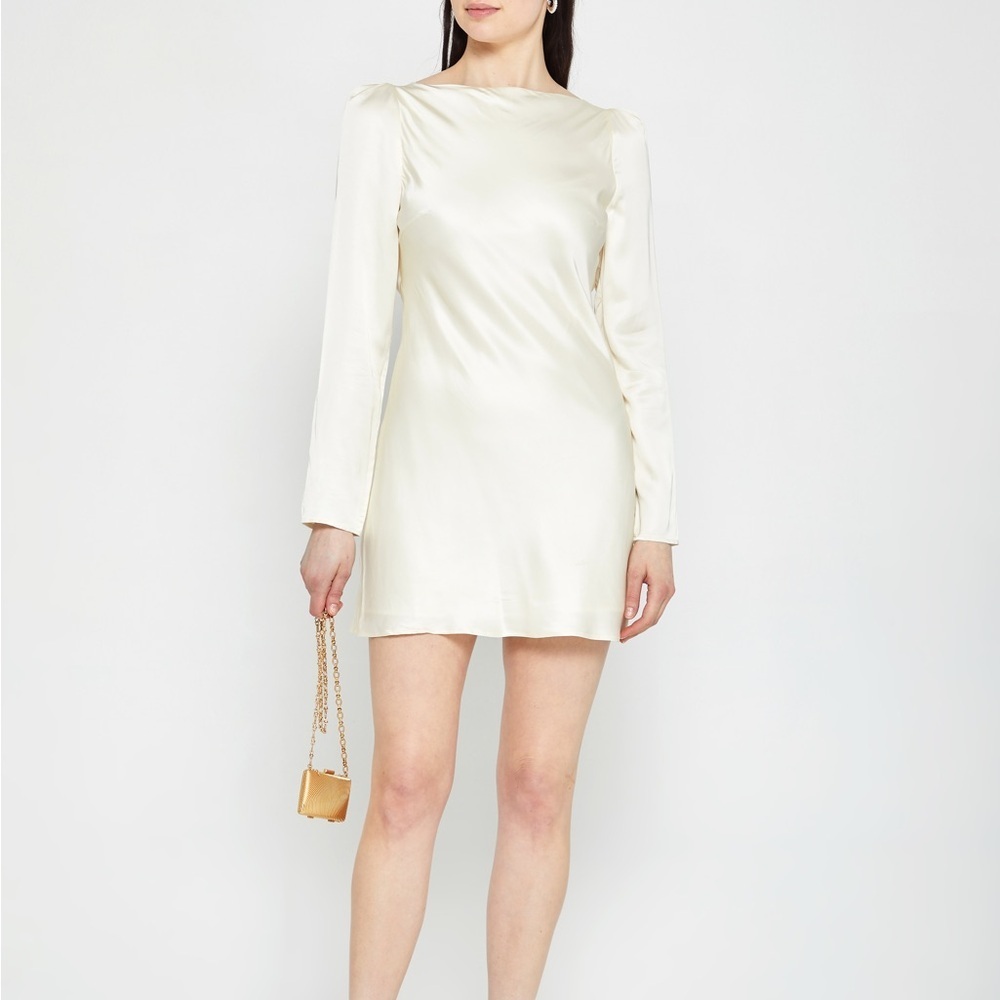 Cream Long Sleeve Backless Mini Dress